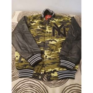 New York Blk Yankees Premium Camouflage  Varsity Jacket -Size XL